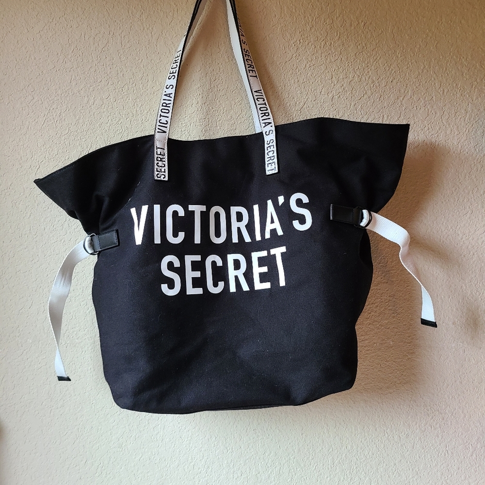 Victoria Secret Black and White Duffle Tote Bag